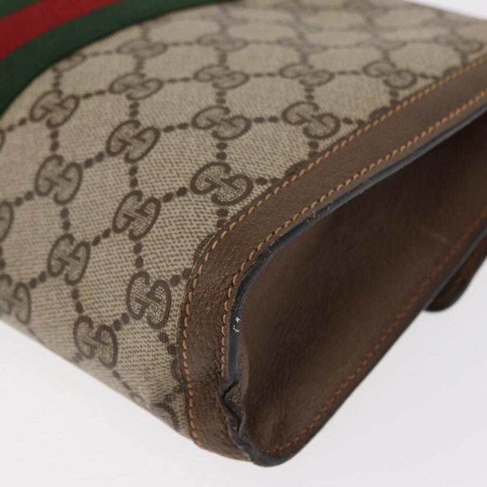 GUCCI GG Supreme Web Sherry Line Clutch Bag PVC Beige Gold 89 01 006 Auth 155387 - Picture 15 of 16